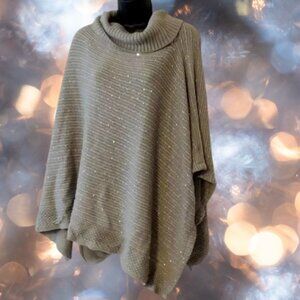 New with Tags Apt. 9 Wraparound Poncho Sweater Silver Sequins
